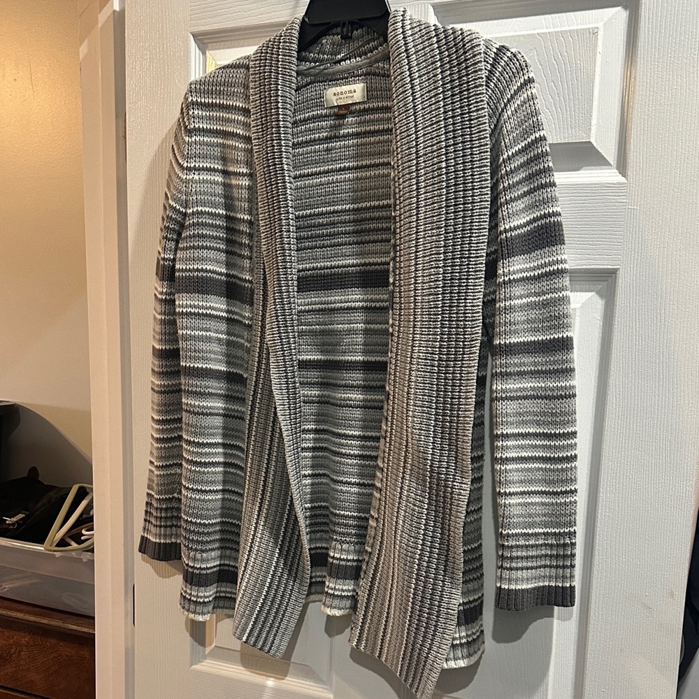 Sonoma Gray and White Knit Sweater